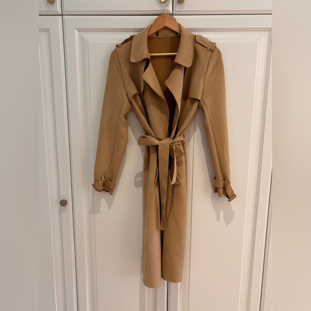 TAN SUEDE TRENCHCOAT ZARA- XS